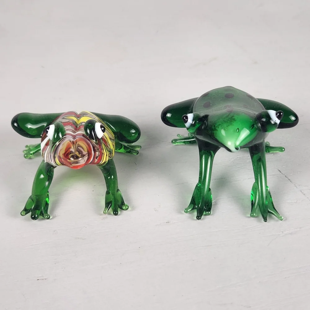 Lampwork Handblown Art Glass Frog Amphibian Figurine Pier One Multi Color Frog